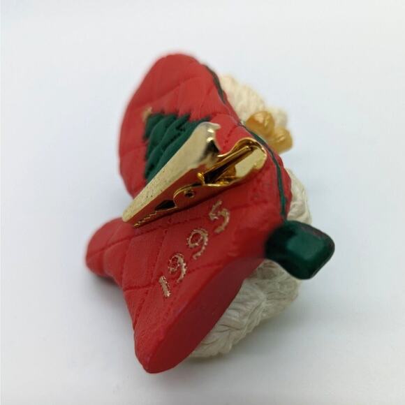 1995 Cat Naps Hallmark Collector Ornament White Persian Red Oven Mitten Clip-on - Picture 8 of 8